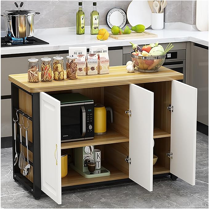 Kitchen Island with Cabinets, Freestanding Pantry Cabinet, Buffet Cabinet/Sideboard, Sideboard TV Stand for Dining Room, Living Room, Kitchen (Modern Buffet Table)(100x50cm/39.37x19.68in)