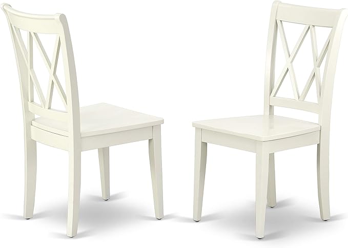 East West Furniture CACL5-LWH-W 5 Piece Kitchen Table Set for 4 Includes a Rectangle Dining Room Table and 4 Solid Wood Seat Chairs, 36x60 Inch, Linen White