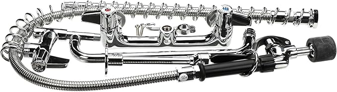 T&S Brass 5PR-8W12-C 8" Wall Mount Low Flow Pre-Rinse with 12" Swing Nozzle Add-On Faucet, brass, silver
