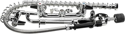 T&S Brass 5PR-8W12-C 8" Wall Mount Low Flow Pre-Rinse with 12" Swing Nozzle Add-On Faucet, brass, silver