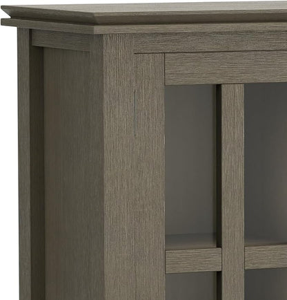 SIMPLIHOME Artisan SOLID WOOD 30 Inch Wide Contemporary Low Storage Cabinet in Farmhouse Grey, For the Living Room, Entryway and Family Room