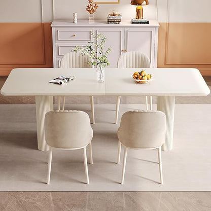 Miuuod 79" Cream White Dining Table for 4-8 People Large Rectangular Kitchen Table Modern Farmhouse Wood Dining Room Table for Living Room Home Office Workspace Easy Assembly
