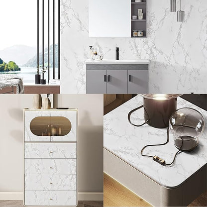 practicalWs Marble Wallpaper Granite Gray/White Paper Roll 23.6" x 196" Kitchen Countertop Cabinet Furniture is Renovated Thick PVC