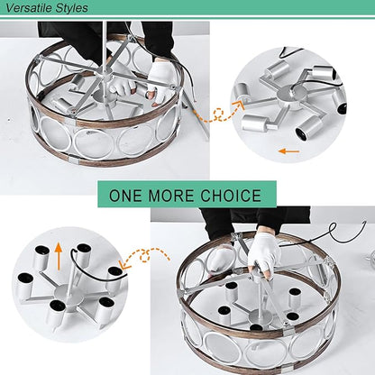 Flush Mount Ceiling Light Fixture Ceiling Mount,5 Light 19.7" Silver Drum Chandelier Rustic Farmhouse Chandelier Modern Pendant Light Fixtures for Kitchen Lighting Fixture