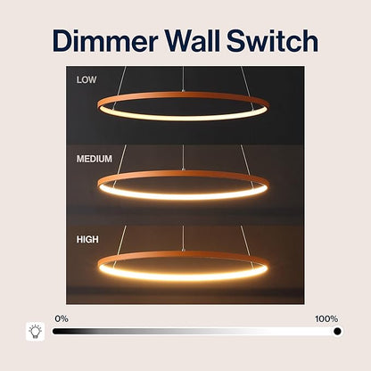 JONATHAN Y 23.75" Orange Modern Integrated LED Pendant Light, Dimmable Round Hoop Chandelier for Kitchen Island, Dining Room, Adjustable Height Metal Hanging Light (JYL7203G)