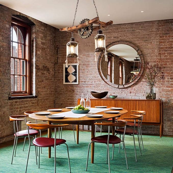 Eapmic 2-Head Retro Industrial Chandelier Gear Shape Farmhouse Pendant Light,Unique Creative Personality Vintage Ceiling Island Light (Style 1)