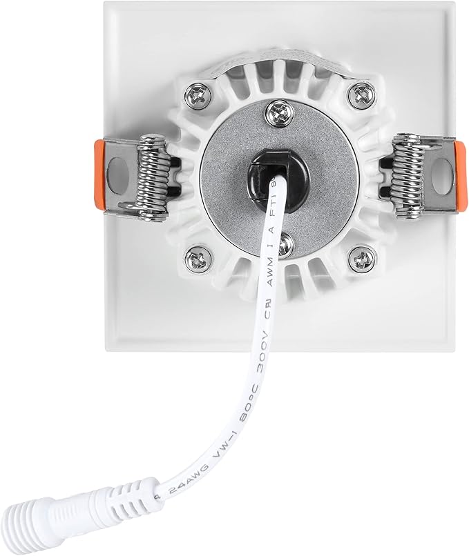 Maxxima 2 in. Ultra-Thin Recessed Anti-Glare LED Downlight - Canless IC Rated, 500 Lumens, 5 Color Temperature Selectable 2700K/3000K/3500K/4000K/5000K, Dimmable Square White Trim, 90 CRI