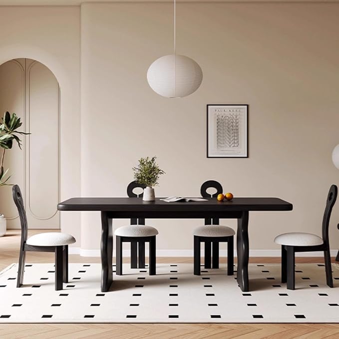 Kitchen Tables, Ripple Shape Modern Dining Table, Wood Dining Room Table for 4-6, Wood Furniture, Computer Office Desk Workstation for Family,Kitchen,Dining Room,Conference Room,Large