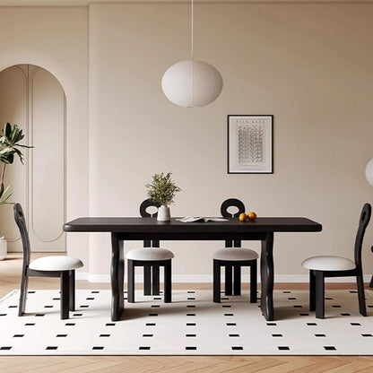 Kitchen Tables, Ripple Shape Modern Dining Table, Wood Dining Room Table for 4-6, Wood Furniture, Computer Office Desk Workstation for Family,Kitchen,Dining Room,Conference Room,Large