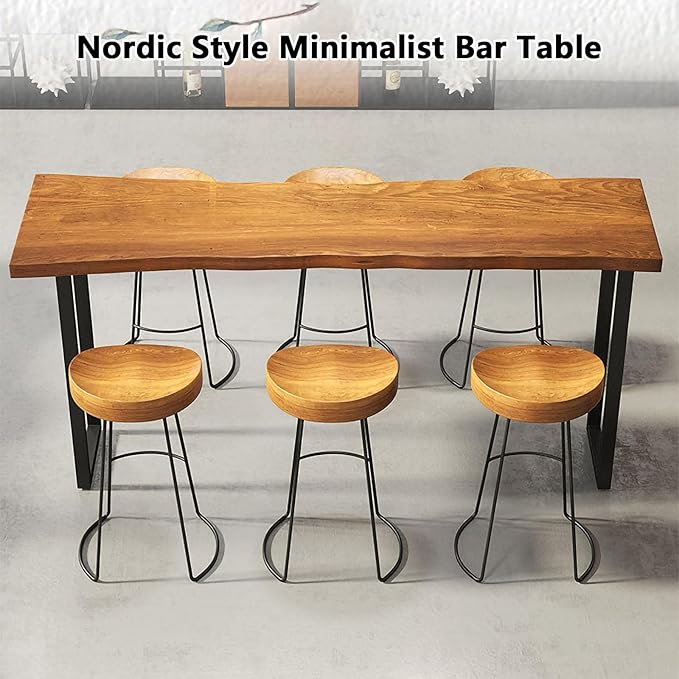 Multi-Functional Bar Height Table, Rectangular Counter Height Dining Desk, Solid Wood Bistro Table for Kitchen Island, Home Office, Window, Restaurant & Cafe