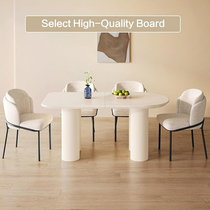 Guyii 55.11" Cream White Dining Table Set with 4 Chairs, Modern Kitchen Table, Indoor Use for Kitchen, Dining Room, Living Room, Small Spaces