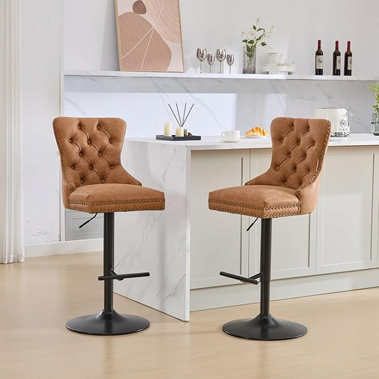 Modern Dining Chair Mid-Century Kitchen Table and Chairs with Sturdy Stable Base, Easy Assembly Luxury Furniture for Dining Room, Home Pub and Kitchen Island,Orange-PU-2pc