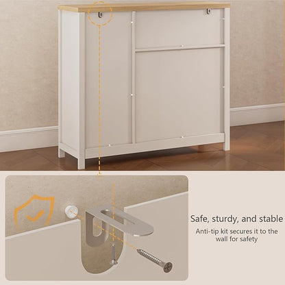 Viaozutis Storage Cabinet with Doors and Drawers,Kitchen Storage Cabinets，with Drawer and Adjustable Shelf（White）