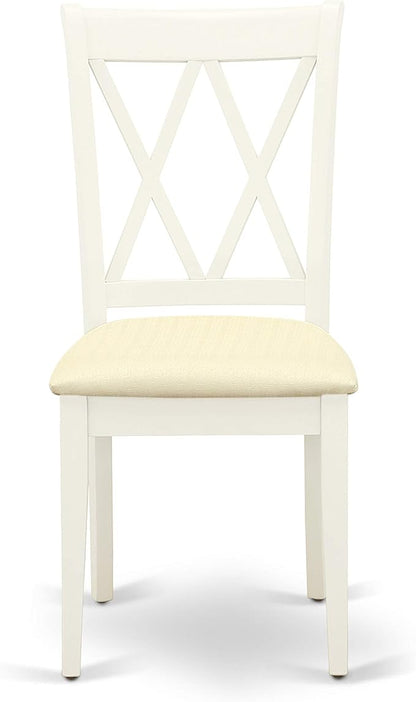 East West Furniture CLC-LWH-C Clarksville Kitchen Dining Chairs - Linen Fabric Upholstered Wood Chairs, Set of 2, Linen White
