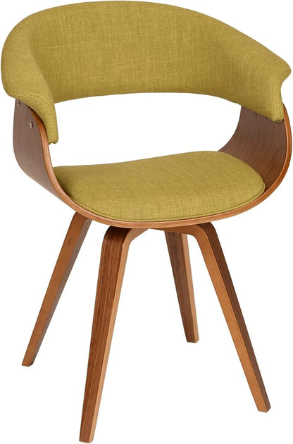 Armen Living Summer Modern Chair in Green Fabric and Walnut Wood - Set of 4