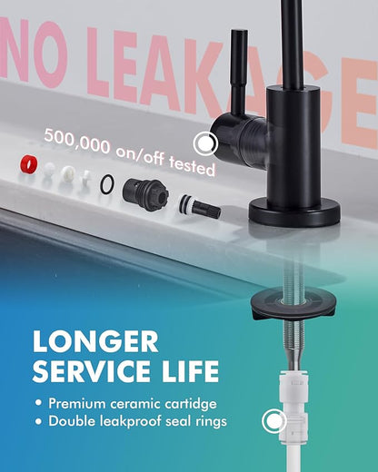 VFAUOSIT Water Filter Faucet, Drinking Water Faucet Fits Most Reverse Osmosis or Water Filtration System, Lead-Free Stainless Steel Non-Air Gap Black RO Water Dispenser Faucet for Bar/Kitchen Sink