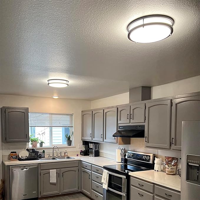 Kalium LED Ceiling Light with Remote 2 Pack 13 Inch Flush Mount Ceiling Light Fixture, 24W 3000K-6000K Adjustable Color Temperature, Dimmable Lighting Fixtures for Kitchen Bedroom Living Room Hallway