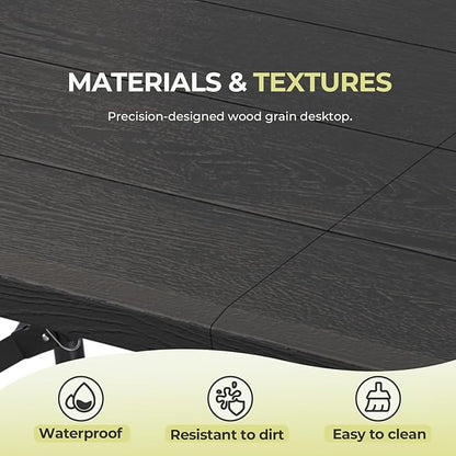 4Ft Folding Table Portable Folding Tables Heavy Duty 400 lbs Capacity, Wood Grain Tabletop for Working Meeting Parties, Picnic, Camping, Weddings, Garden Dining-Black (4FT)