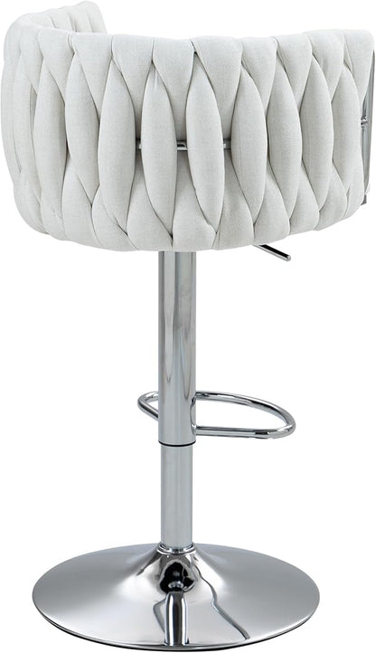 Gecheer 360° Swivel Bar Stools Set of 2, Adjustable Height with Woven Back & Footrest,for Kitchen Island, Cafe, Pub (Beige) for Indoor Living Rooms, Dining Rooms LYK-W2215P184992