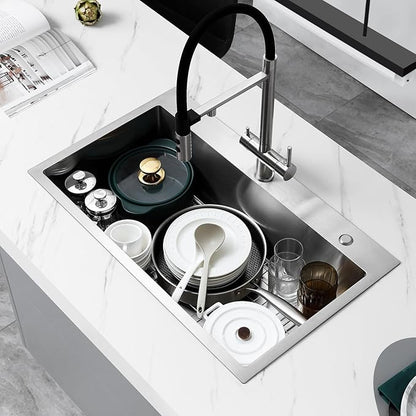 POPFLY 28×20 Inch Drop in Kitchen Sink, 18 Gauge Stainless Steel Single Bowl Large Sink, Top mount 9 Inches Deep Kitchen Sinks with 2 Holes, Brushed