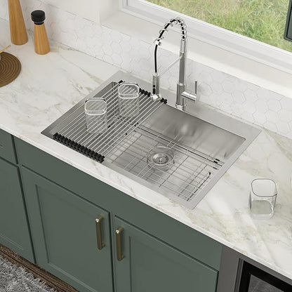 28 Inch Drop In Kitchen Sink Logmey 28x22x9 Inch Topmount Sinks 16-Gauge Stainless Steel Single Bowl Kitchen Sink