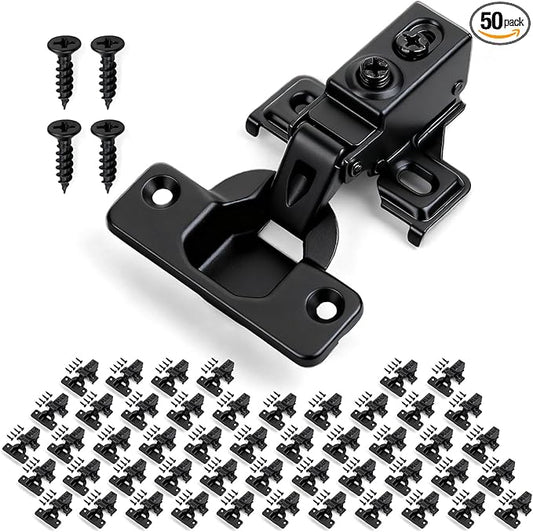 Mousike 50 Pack (25 Pair) Soft Close Cabinet Hinges, 1/2 Overlay Soft Close Hinges for Kitchen Cabinet, Stainless Steel, Built-in Damper, 100 Degree Opening Angle, 6 Way Adjustment