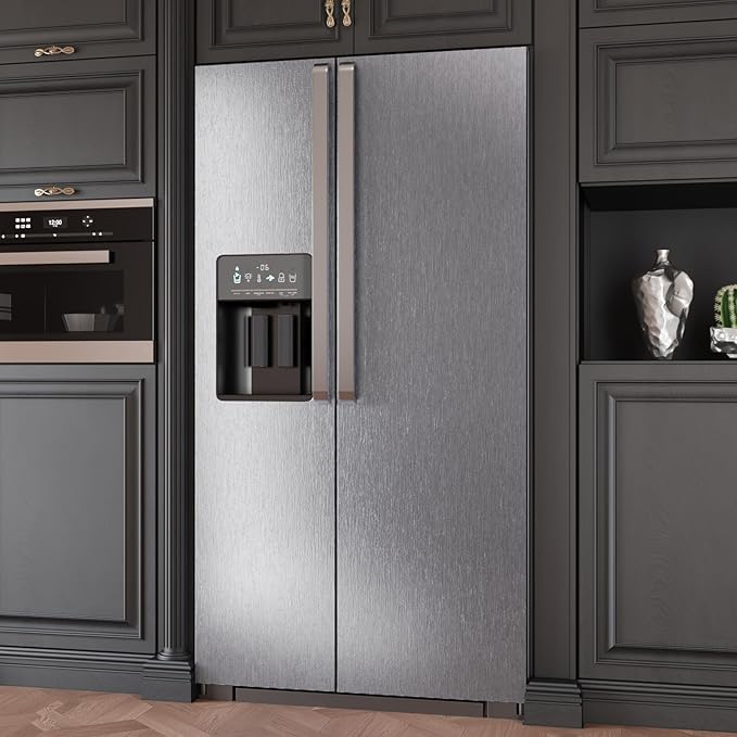 CRE8TIVE Brushed Silver Stainless Steel Contact Paper Peel and Stick Metallic Wallpaper for Kitchen 12"x354" Removable Self Adhesive Silver Contact Paper for Cabinets Waterproof Vinyl Backsplash Walls