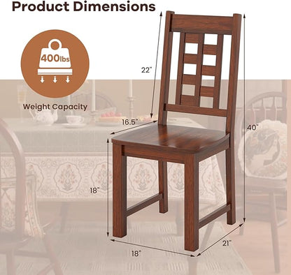 NAFORT Set of 4 Dining Chairs, High Lattice Back Solid Wood Chair, Mid-Century Modern 4 Kitchen Chairs with Max Load 400 Lbs for Kitchen Table, Dining Room, Cafe, Restaurant