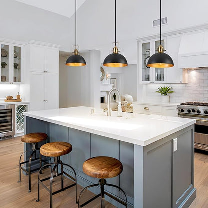 12 Inch Pendant Lights for Kitchen Island Matte Blacks Farmhouse Pendant Light fixtures Adjustable Height Dome Hanging Light for Dinning Room Bedroom Hallway,1 Pack
