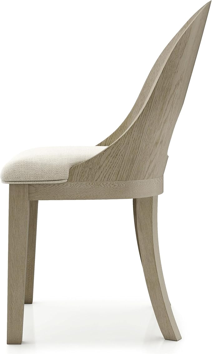 Furniture of America Selyra Modern Solid Wood Dining Chairs Set of 2 with Curved Wood Back, Comfortable Upholstered Seating for Dining Room, Home Kitchen, White Oak