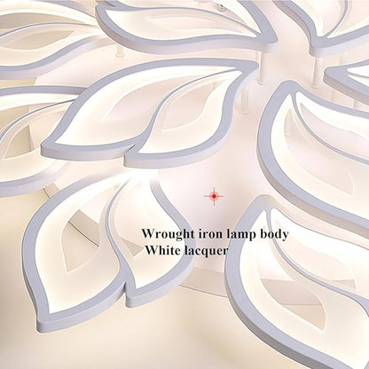 JAYMP 39.4" Flower Shaped Ceiling Light Dimmable Modern Ceiling Lamp Remote Control LED Lighting Fixture for Living Room Kitchen Dining Room (White/15 Petals)