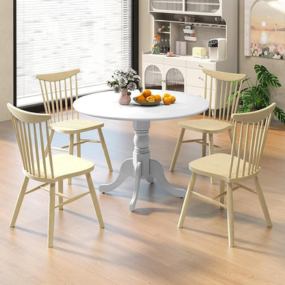 Giantex 39-Inches Round Dining Table for 4, Rubber Wood Kitchen Table for Dinette Dining Room, Living Room, Restaurant, Dinner, 220 Lbs Capacity (White)