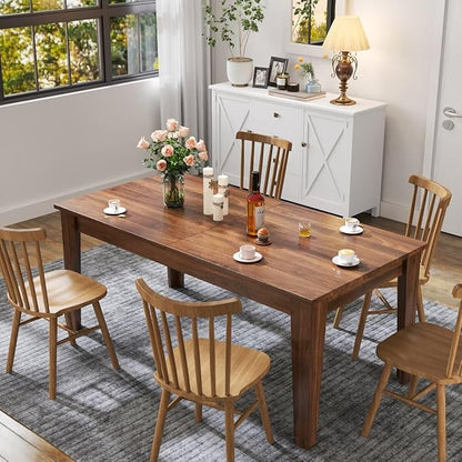 JIJIWANG 70.87''-106.3'' Extendable Dining Table for 8-12, Modern Space-Saving Wood Kitchen Table, Rectangle Folding Conference Meeting Tables for Living Meeting Room Kitchen, Walnut