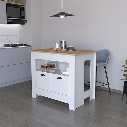 GOWE Theba Kitchen Island, Whit 2 Doors, 3 Shelves