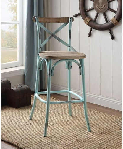Bar Chair with High Backrest and Metal X Back Design for Kitchen Island or Home Bar
