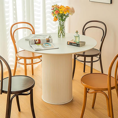MIXL-Mid Century Modern Round Dining Table,40 Inches Dining Room Tables with Cylinder Base, White Dinner Table for 4 People, Farmhouse Circle Kitchen Tables for Dining Room, Kitchen and Apartment