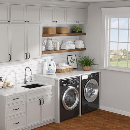 21"x18"x12" Undermount Laundry Sink - 12" Deep Granite Composite Laundry Room Sink, Matte Black Classic Quartz Under Counter Single Bowl Extra Deep Utility Sinks #TLGU-145