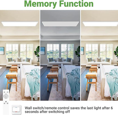 zemty LED Flat Panel Light with Remote 31.4x9.8 Inch, 36W 3800LM 3000K-6000K Adjustable Color Temperature, Dimmable Flush Mount Ceiling Light Fixture for Kitchen Bedroom Garage