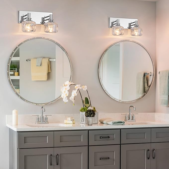 Chrome Vanity Light 2 Lights Vanity Lights for Bathroom Light Fixtures(13.3inches in Length)