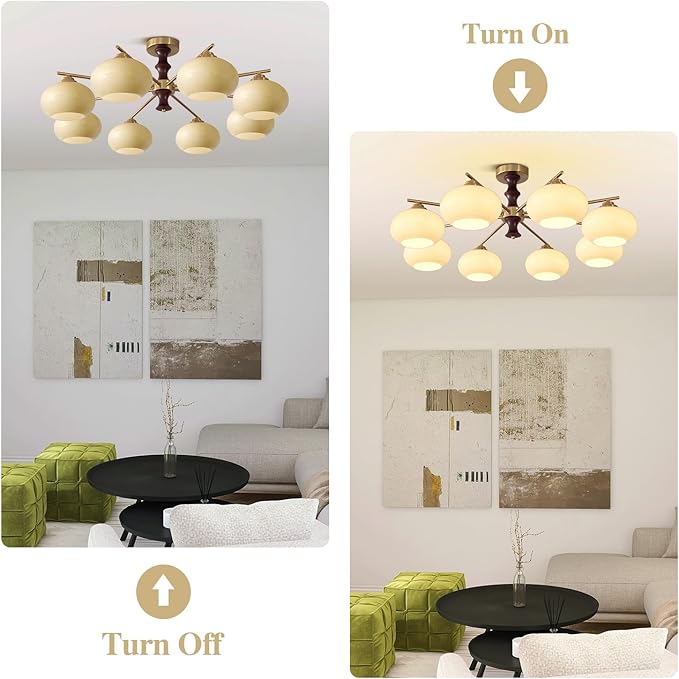 KCO Lighting Brass Dining Room Ceiling Light Fixture Gold Wood Chandelier Retro Sputnik Ceiling Light Fixture Large Farmhouse Entry Light Fixtures