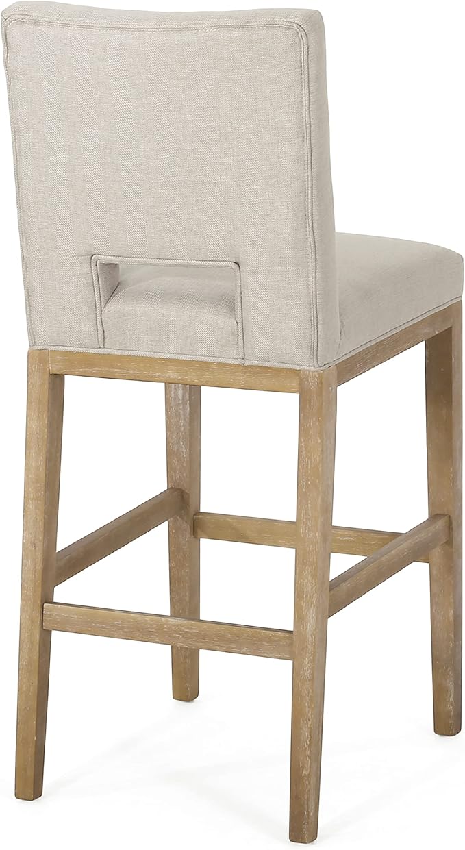 Gecheer 31 Inch Counter Stools Set of 2, Fabric Upholstered, Rubberwood Legs, L-Shaped Backrest, Modern Design for Kitchen Island or Bar for Indoor Living Rooms, Dining Rooms LYK-73531.00WHEAT
