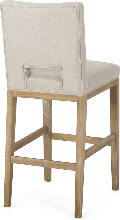 Gecheer 31 Inch Counter Stools Set of 2, Fabric Upholstered, Rubberwood Legs, L-Shaped Backrest, Modern Design for Kitchen Island or Bar for Indoor Living Rooms, Dining Rooms LYK-73531.00WHEAT