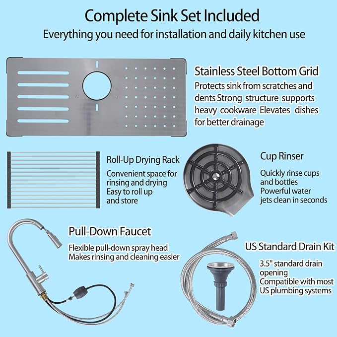 Kitchen Sink, 304 Stainless Steel Sink, Single Bowl, Drop In Kitchen Sink with Complete Accessories, Perfect for Homes, Apartments, and Modern Kitchens in All Settings(Gunmetal, 30 * 18 in)