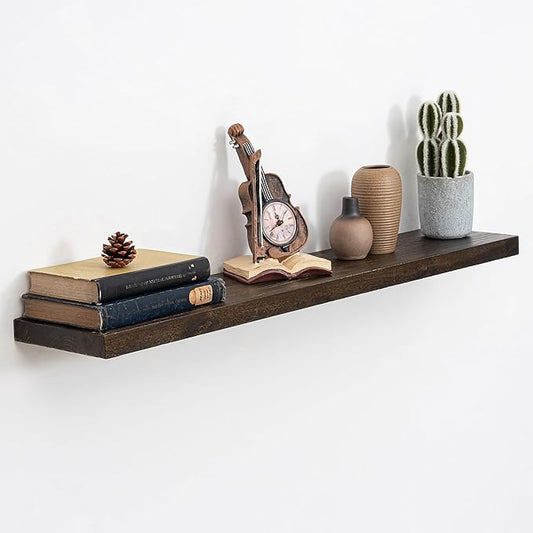 Acovy Extra Deep 40" Long Rustic Solid Wood Floating Shelves for Wall, Wall Shelves with Invisible Bracket for Living Room Bathroom Bedroom Kitchen, Set of 1, Walnut