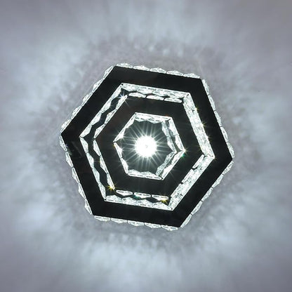 CXGLEAMING Modern LED Chandelier Flush Mount Ceiling Light Fixture Crystal Chandeliers for Living Room Bedroom Dining Kitchen (6500K Cool White)
