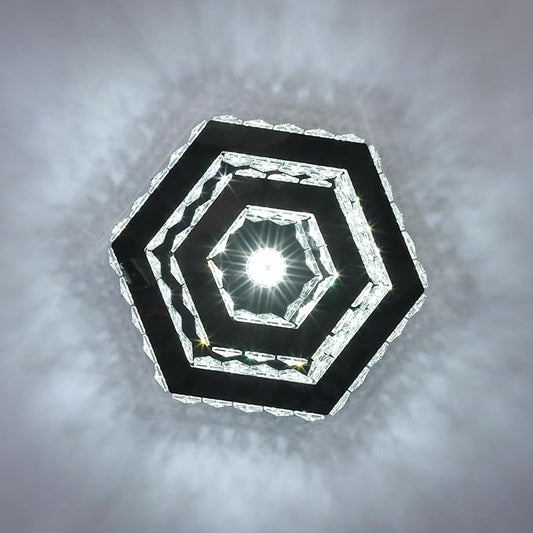 CXGLEAMING Modern LED Chandelier Flush Mount Ceiling Light Fixture Crystal Chandeliers for Living Room Bedroom Dining Kitchen (6500K Cool White)
