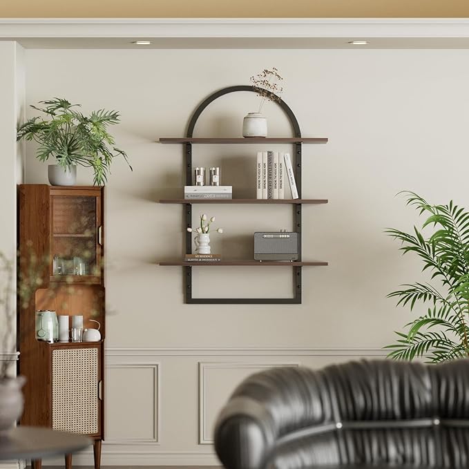 Floating Shelf for Wall - 3 Tier 24"x 31.5" Shelves for Room Wall for Bathroom, Bedroom, Toilet, Kitchen, Living Room, Office, Rustic Brown