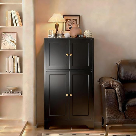 43" H Black Small Pantry Cabinet,Metal Storage Cabinets,Small Food Storage Cabinets