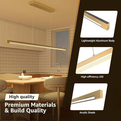2-Pack 40W Gold Linear Pendant Light Aluminum, 54" CCT 3000K-6000K Dimmable Kitchen Island Lighting with Remote App Control, Adjustable LED Lights, Dining Room Chandelier for Home Office