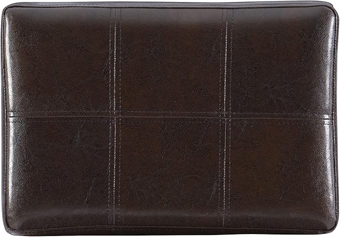 Linon Kingston Brown Wooden Backless 26.5 Inch Seat Height Counter Stool with Brown Faux Leather Upholstered Seat and Nailheads